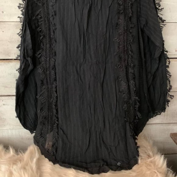 POL Boho Goth Black Lace Woven Blouse Top NEW - Picture 7 of 9